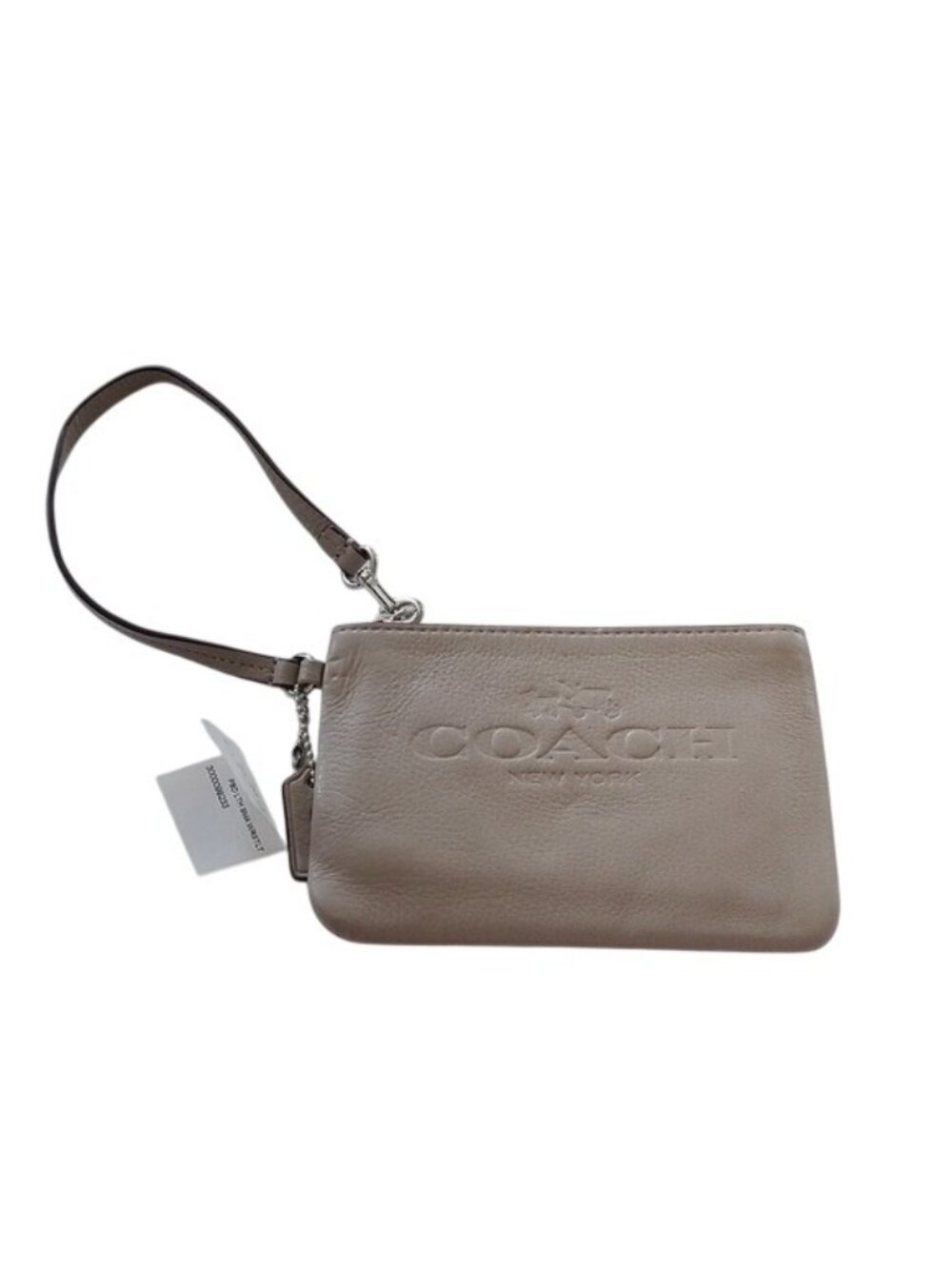 Coach Pebble Leather Small Wristlet, F52717 in SV/ Grey Birch